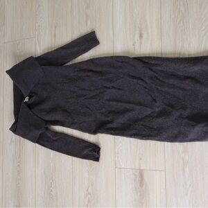 Astr Dark Brown Ribbed Knit Dress